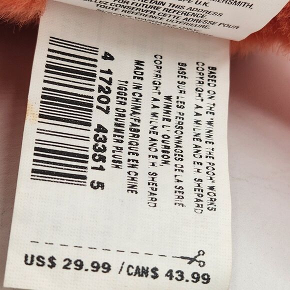 2001 Disney Store Tigger Drummer Plush 11.5" Musical Motion Activated Christmas - Picture 11 of 16